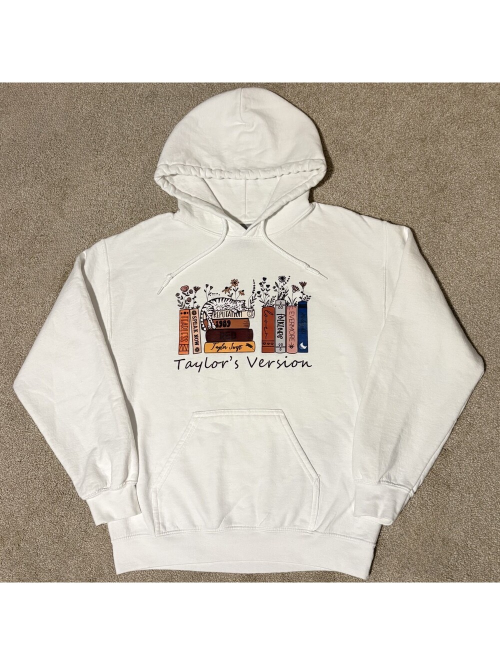 Taylor Swift The Eras Tour Theme Small Hoodie Sweatshirt White Taylor's Version